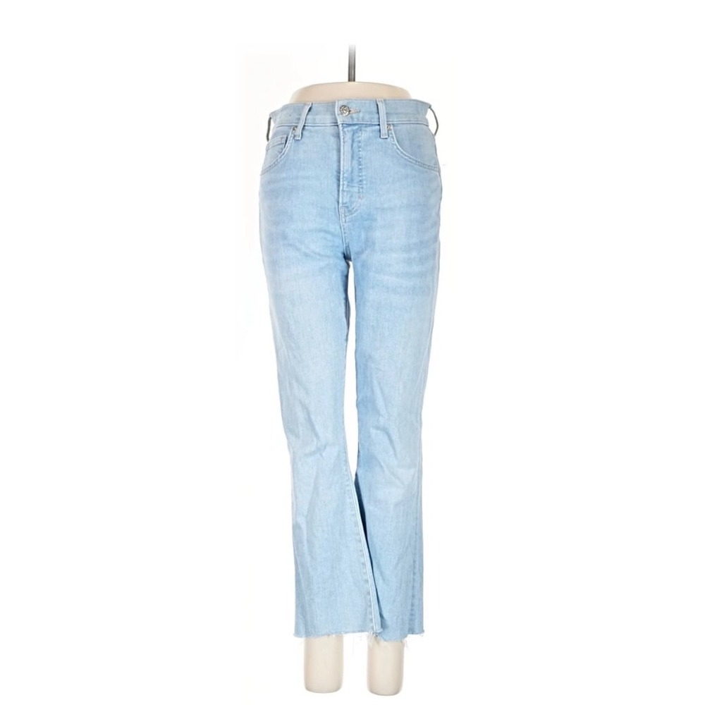 Veronica Beard Jeans Womens 26 Light Wash High Rise Raw Hem Straight Leg Flare